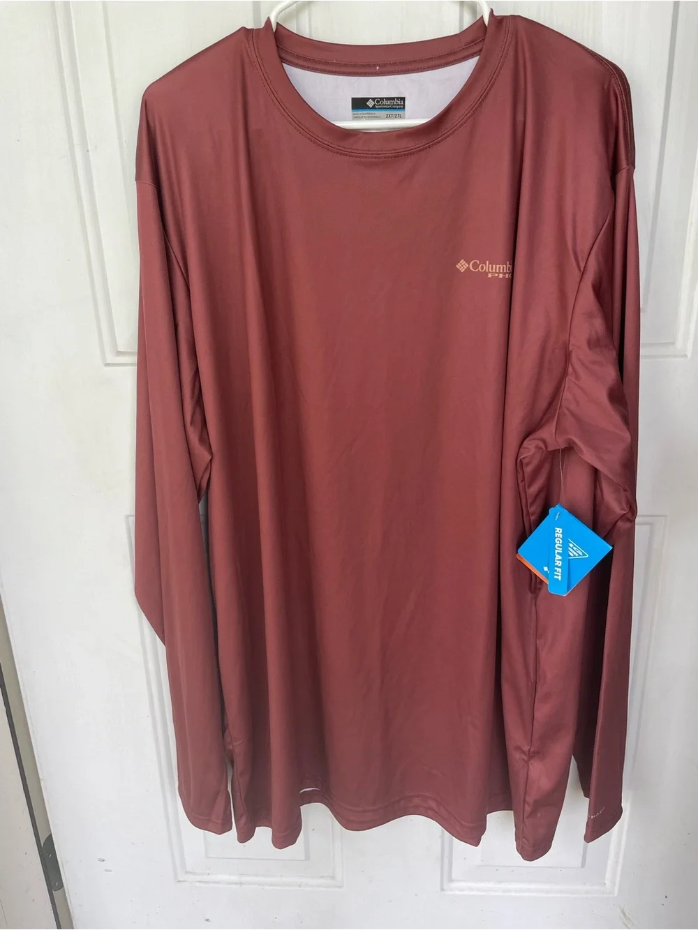 Columbia White Dog Silhouette Flag long sleeve UPF - dark red 2XL